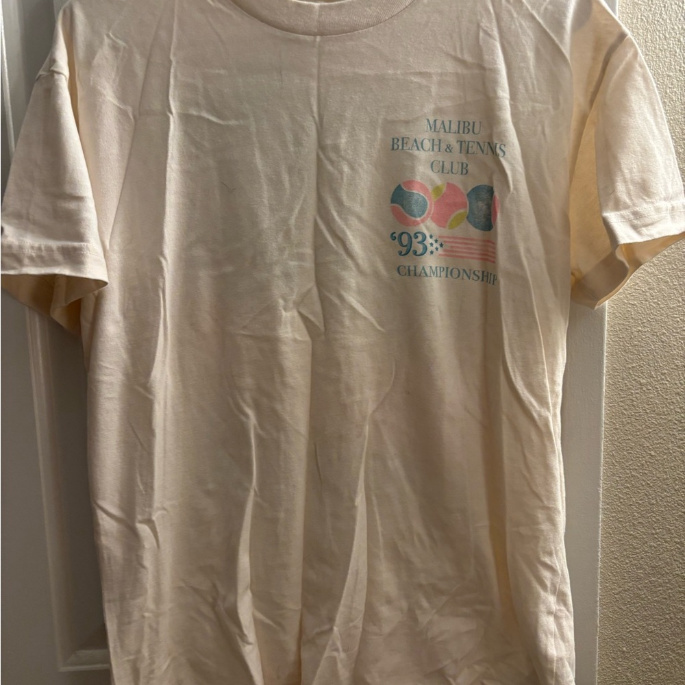 Abercrombie & Fitch Cream Tee with Green Palm Print